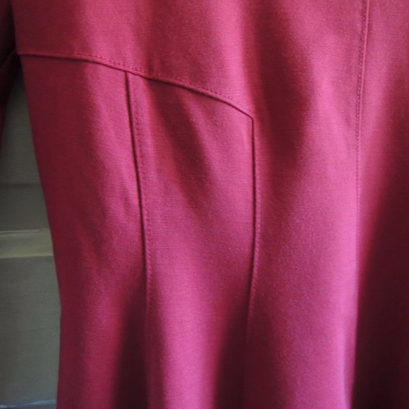 Anthropologie Dark Pink Stretchy Seamed 3/4 Sleeve Mini Dress M/S - Picture 6 of 11